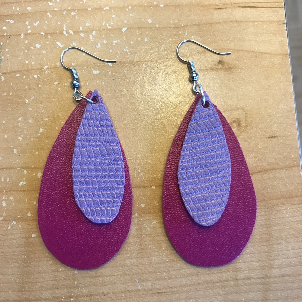 Faux leather earrings - double layer